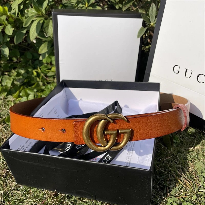 Gucci Belts Double G Buckle Leather Belt — GG Antique 3.0 Yellow belt