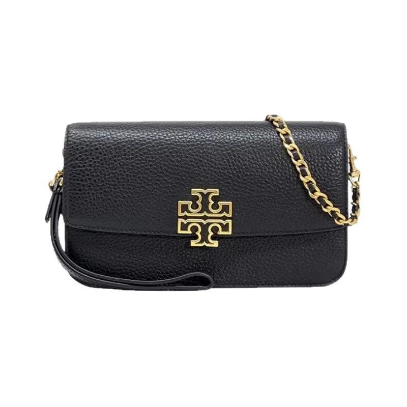 Tory Burch Crossbody Bags Small pebbled-leather flap bag with chain strap and Double T logo image 5