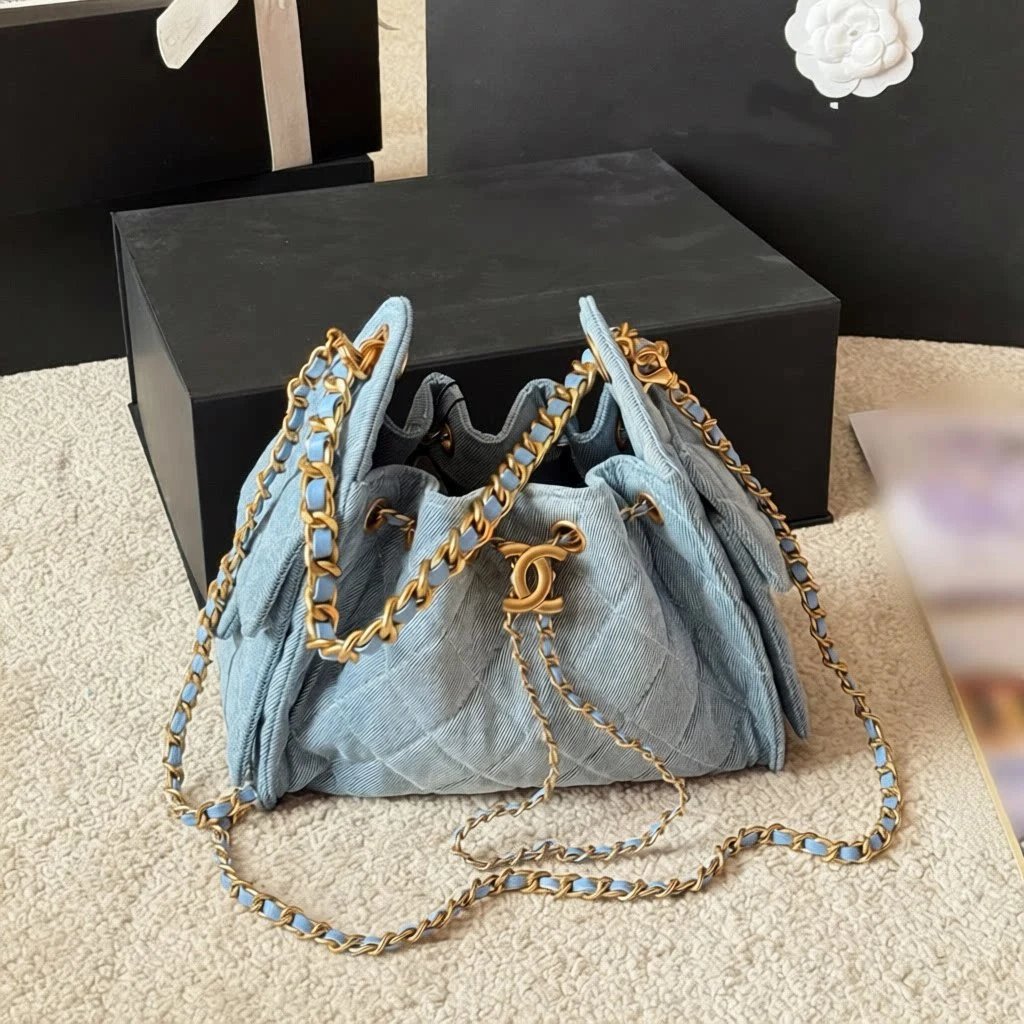 Chanel Shoulder Bags Quilted drawstring chain bag image 1