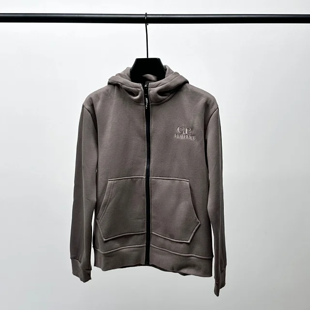C.P. Company Hoodies & Sweatshirts Zip-up hooded sweatshirt with embroidered logo and split kangaroo pockets product detail image 5