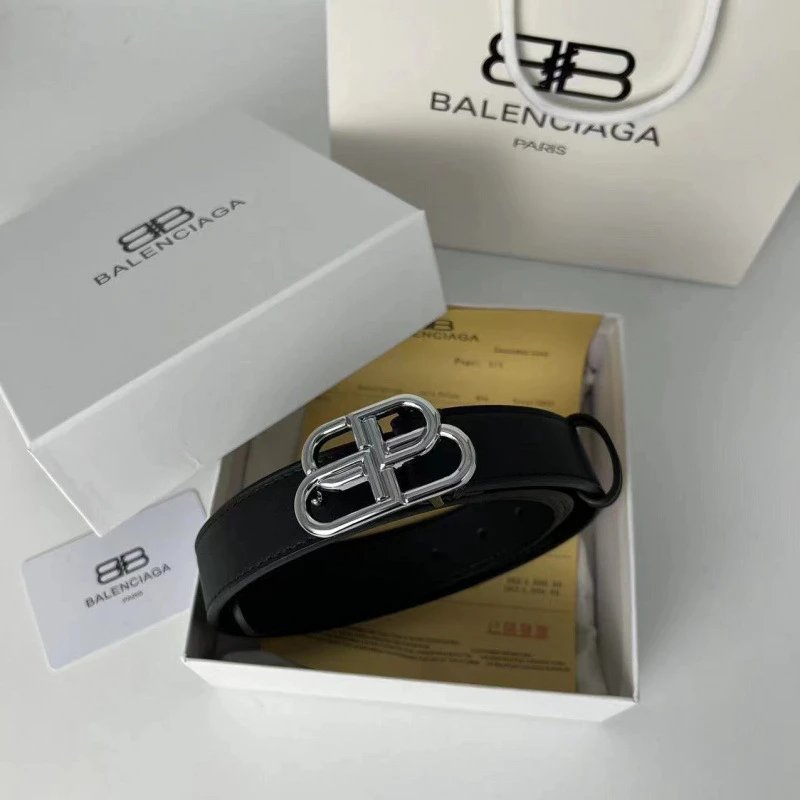 Balenciaga Belts Double-B Buckle — 3.0 silver buckle