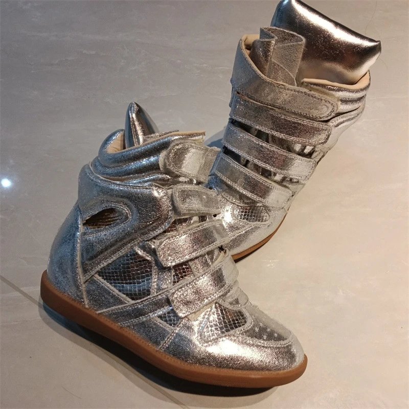 Isabel Marant Sneakers Bekett Hidden-Wedge High-Top Strap — Silver