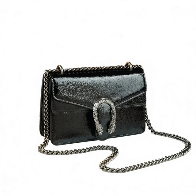 Unbranded Crossbody Bags Flap bag with chain strap and textured U-shaped clasp product detail image 5
