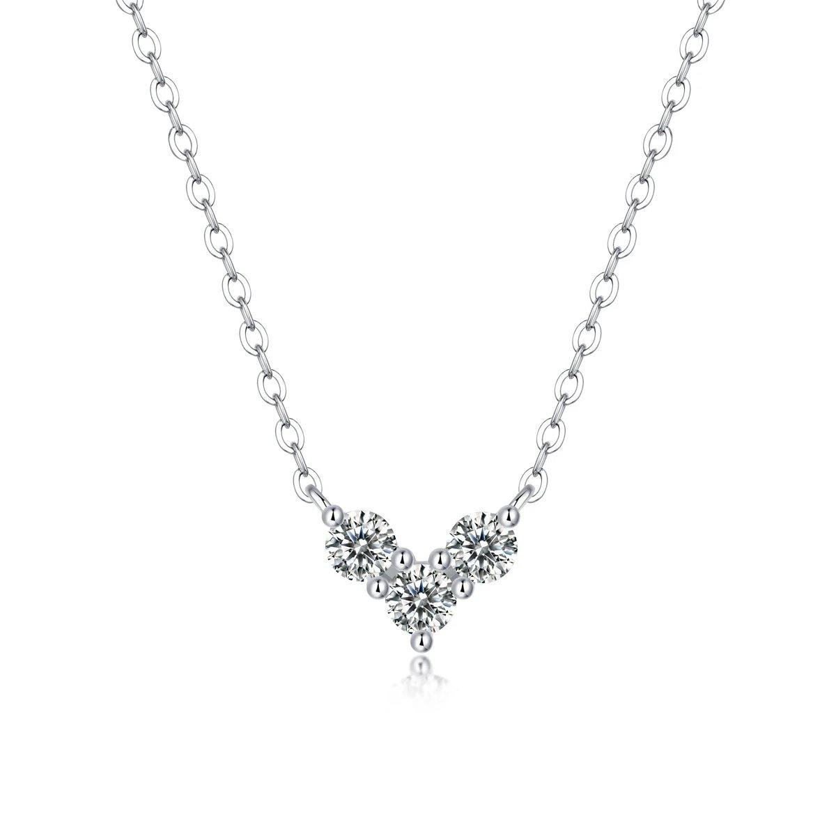 Unbranded Jewelry Moissanite Pendant Necklace — (S 925 Sterling Silver Mossam N 12971-3.0