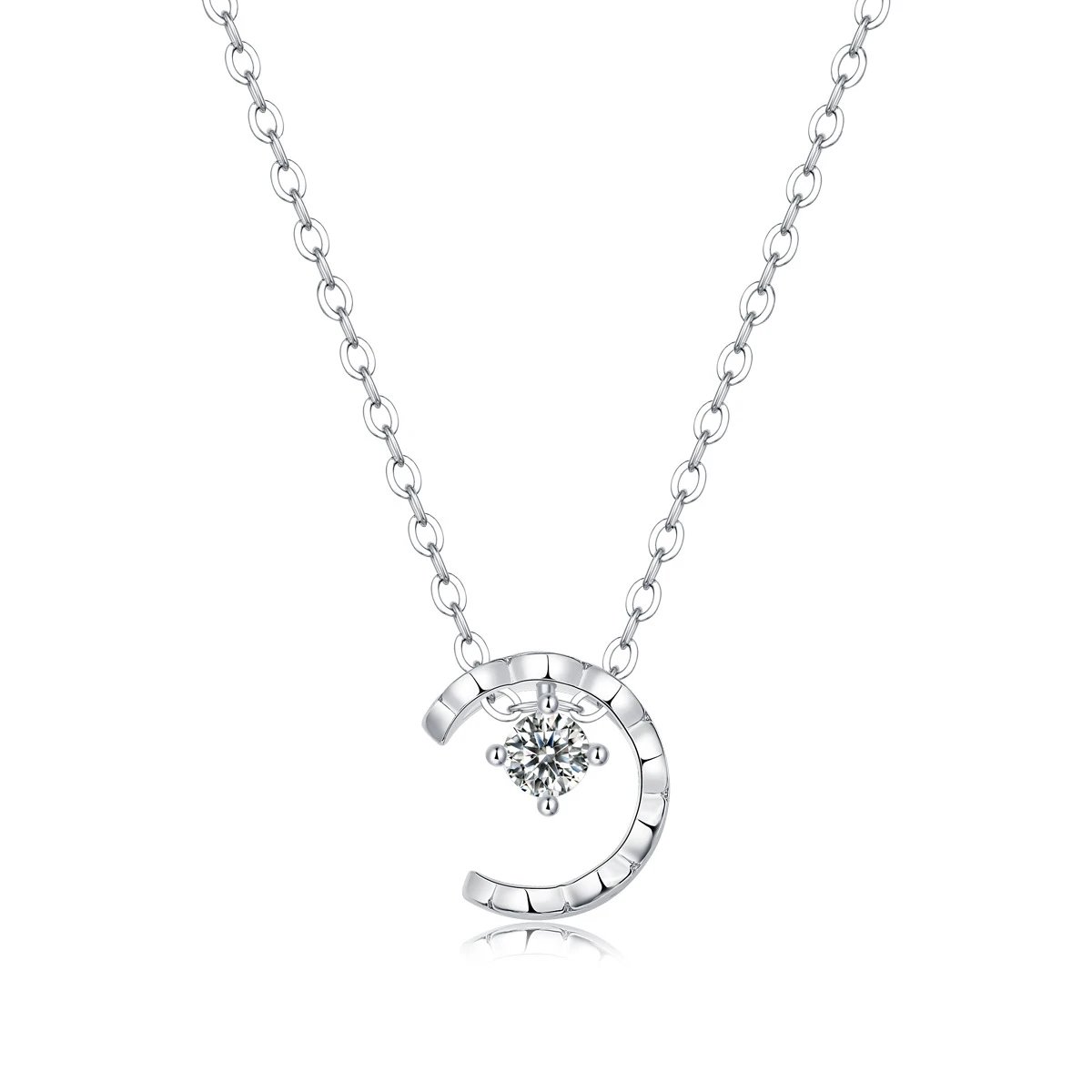 Unbranded Jewelry Moissanite Pendant Necklace — (S 925 Sterling Silver Mossam SN 12466