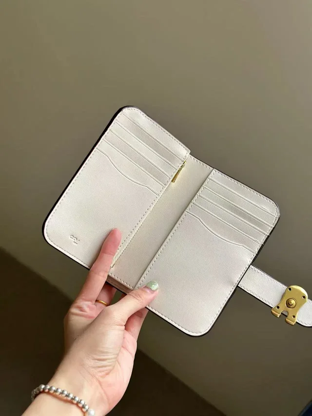 Unbranded Wallets & Card Holders Compact wallet with gold-tone C-shaped buckle product detail image 6