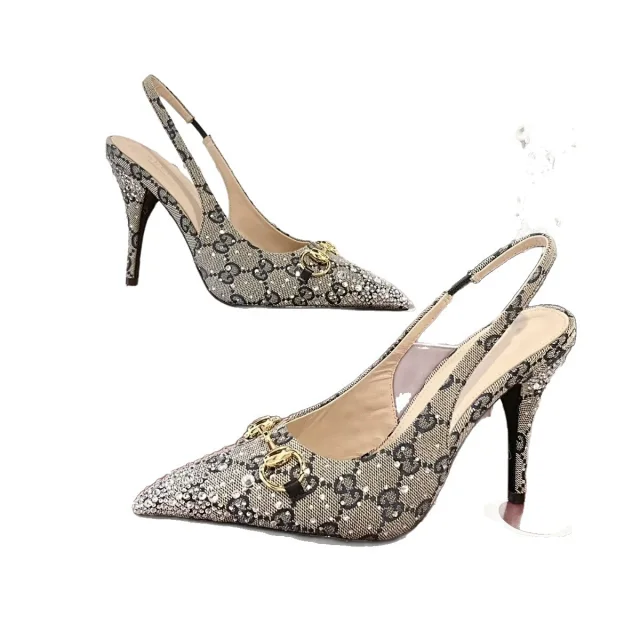 Gucci High Heels Rhinestone Pointed-Toe Horsebit Slingback product detail image 6