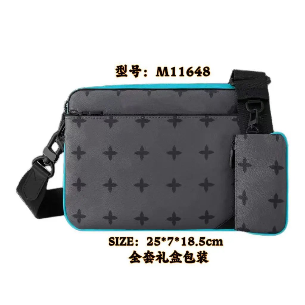 Unbranded Crossbody Bags bag with detachable pouch — M11648 gray with blue three-piece set