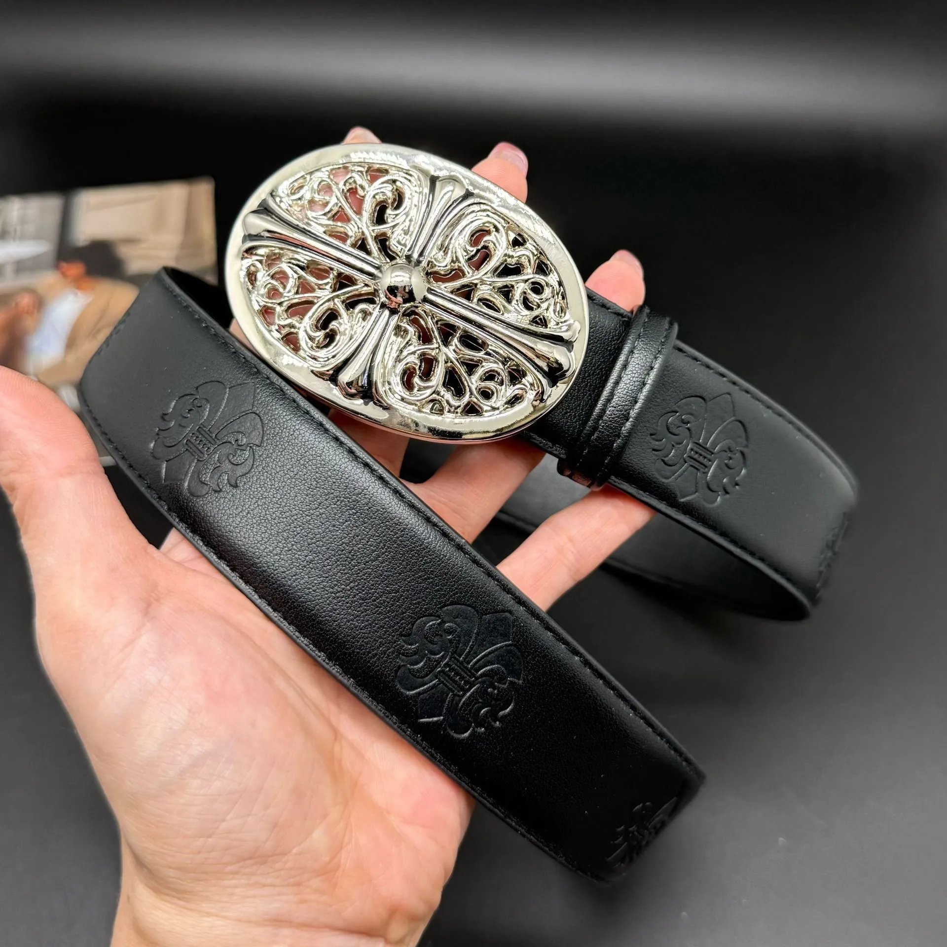 Unbranded Belts Embossed Cross Pattern with Ornamental Buckle image 4