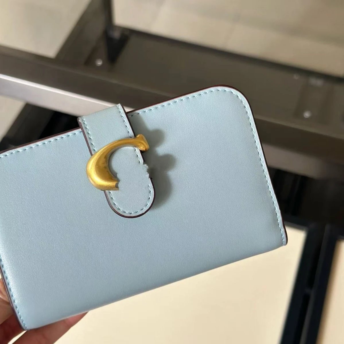 Unbranded Wallets & Card Holders Compact wallet with gold-tone C-shaped buckle image 4