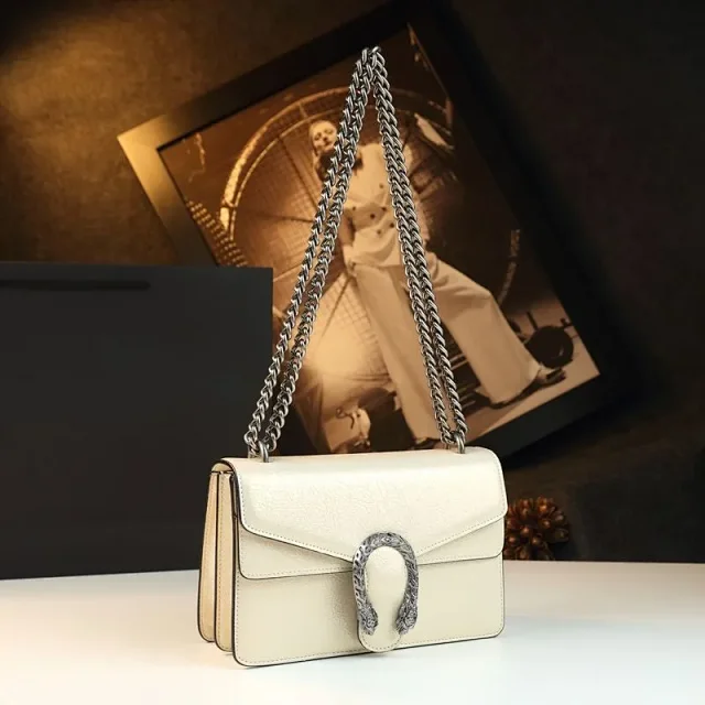Unbranded Crossbody Bags Flap bag with chain strap and textured U-shaped clasp product detail image 2