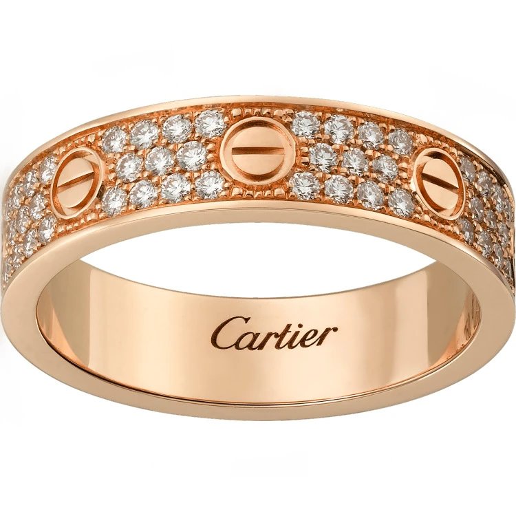 Cartier Jewelry Love screw-motif ring — Narrow version 3 row drill (rose gold)