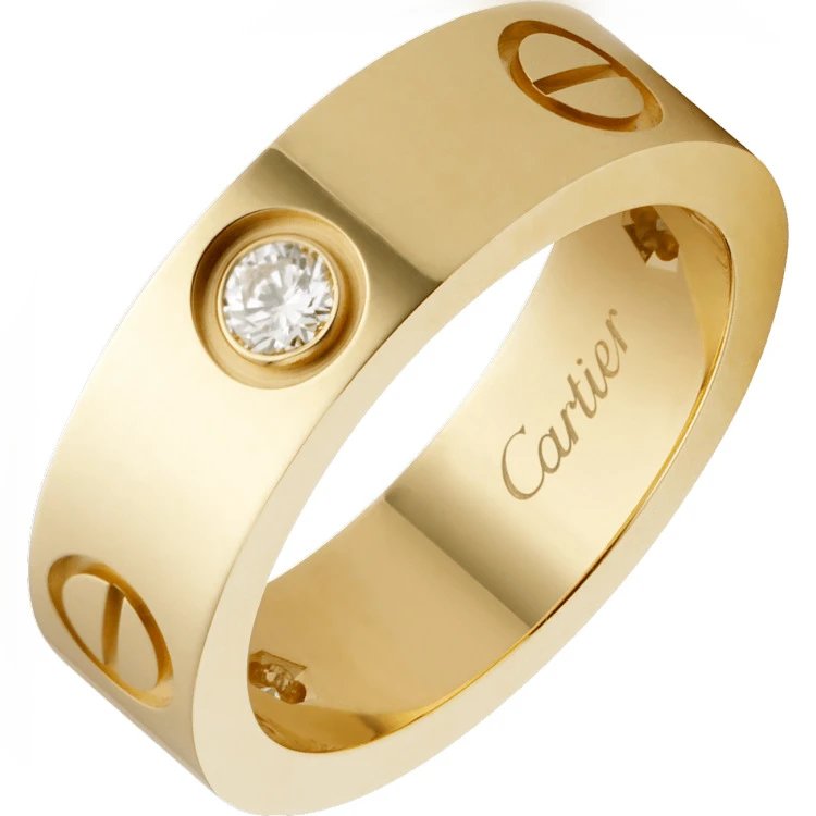 Cartier Jewelry Love screw-motif ring — Wide Edition 3 Drill (Gold)