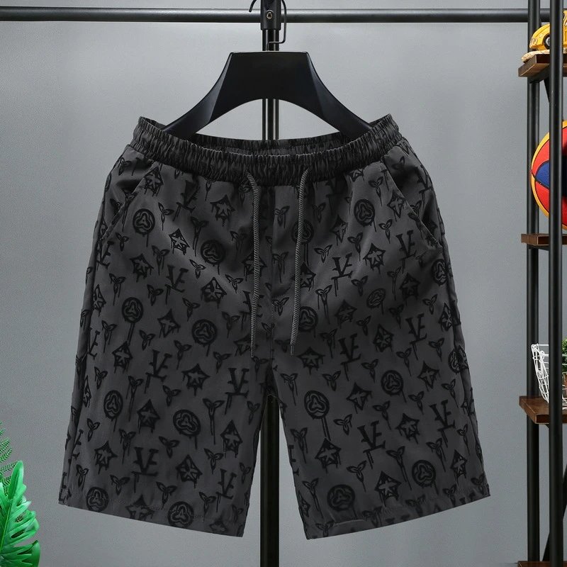 Versace Shorts Elastic-waist drawstring all-over logo-print — 6 K 221 Three-leaf flower