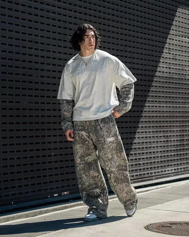 YoungLA Trousers Camouflage Print Elastic-Waist Sweatpants product detail image 5