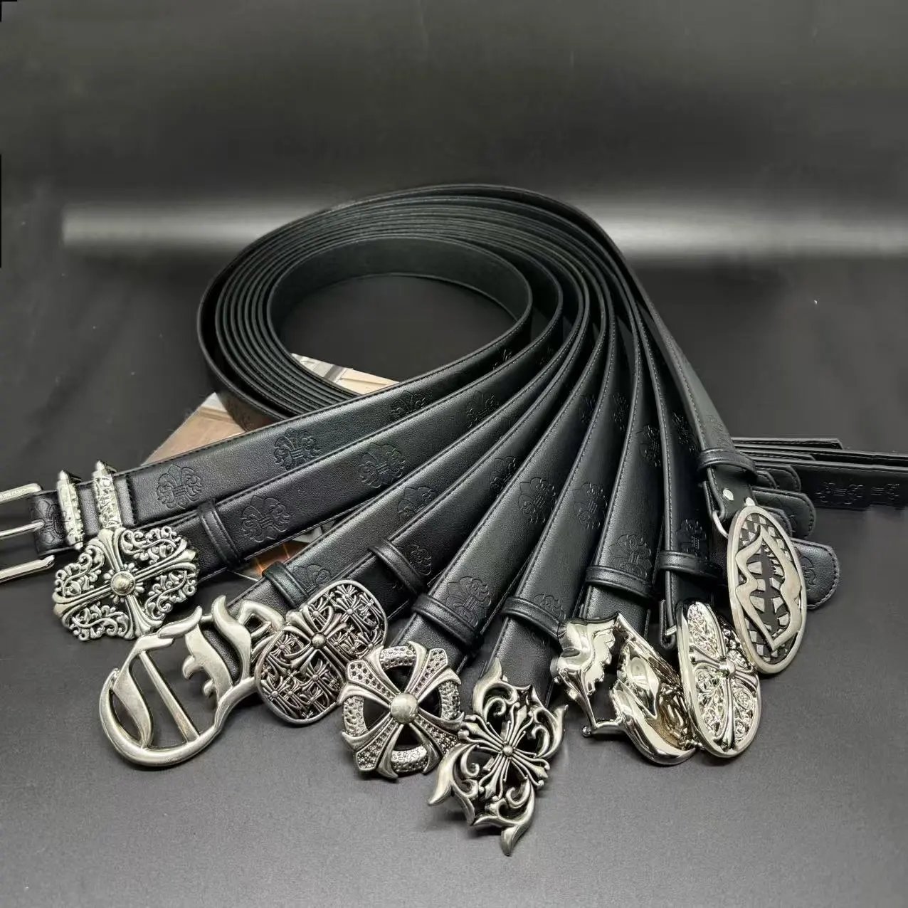 Unbranded Belts Embossed Cross Pattern with Ornamental Buckle image 3