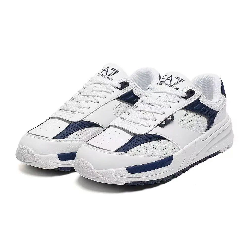 EA7 Emporio Armani Sneakers Low-Top Lace-Up — White Deep Blue