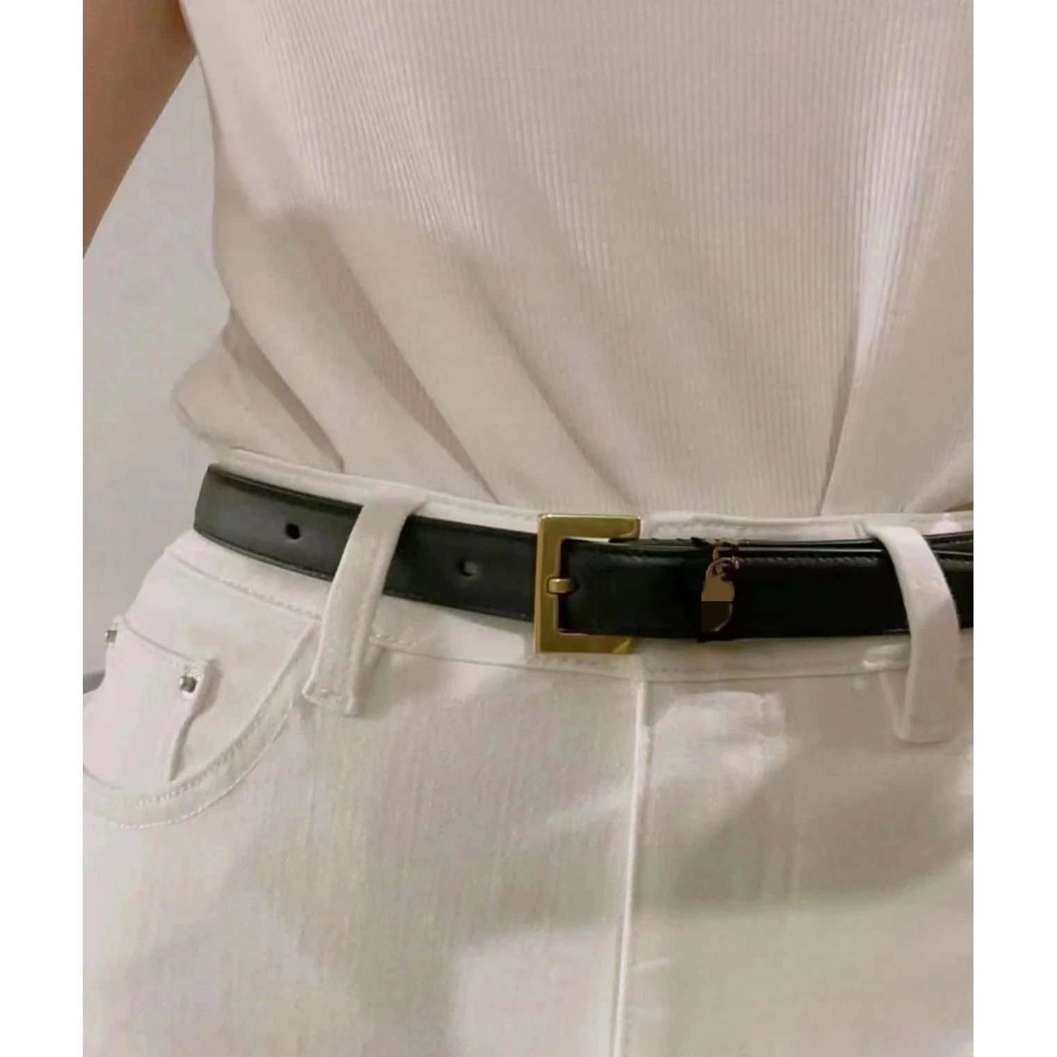 Saint Laurent Belts YSL Monogram Buckle Leather Belt image 8