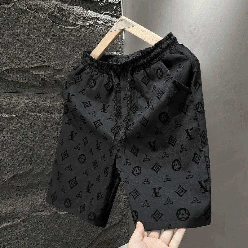 Versace Shorts Elastic-waist drawstring all-over logo-print — 6 K 269-V bar