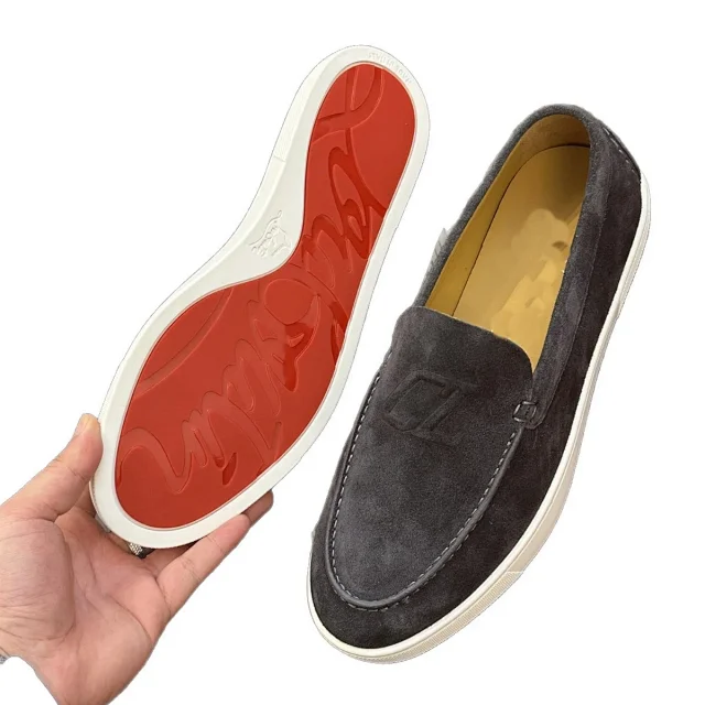 Christian Louboutin Casual Shoes Suede penny loafers with red soles product detail image 5