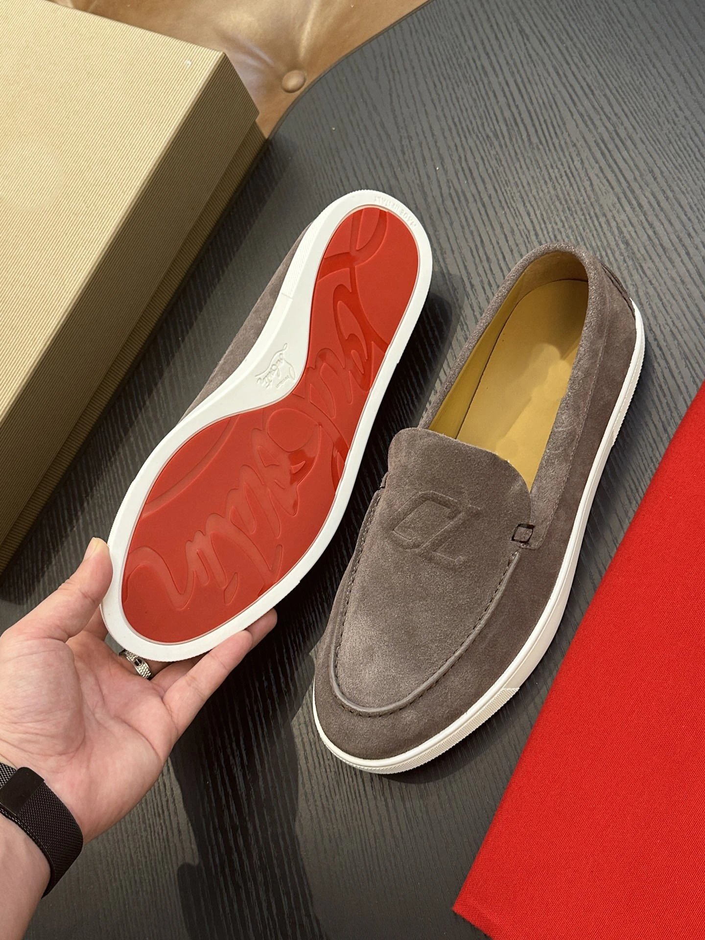 Christian Louboutin Casual Shoes Suede penny loafers with red soles — 7