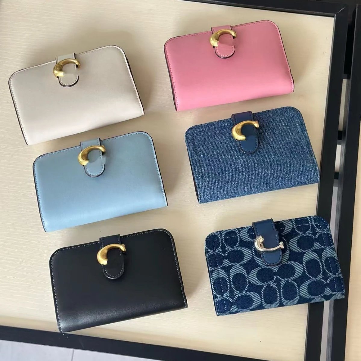 Unbranded Wallets & Card Holders Compact wallet with gold-tone C-shaped buckle image 5