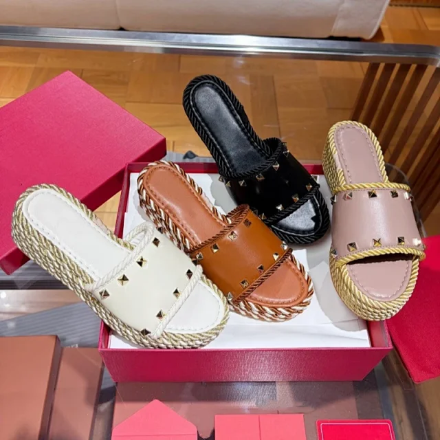 Unbranded Sandals Studded woven-rope platform slide product detail image 1