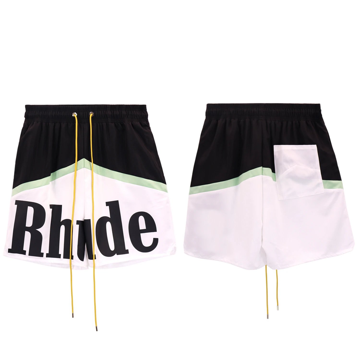 Rhude Shorts Logo-Print Drawstring — 8610 Black/White