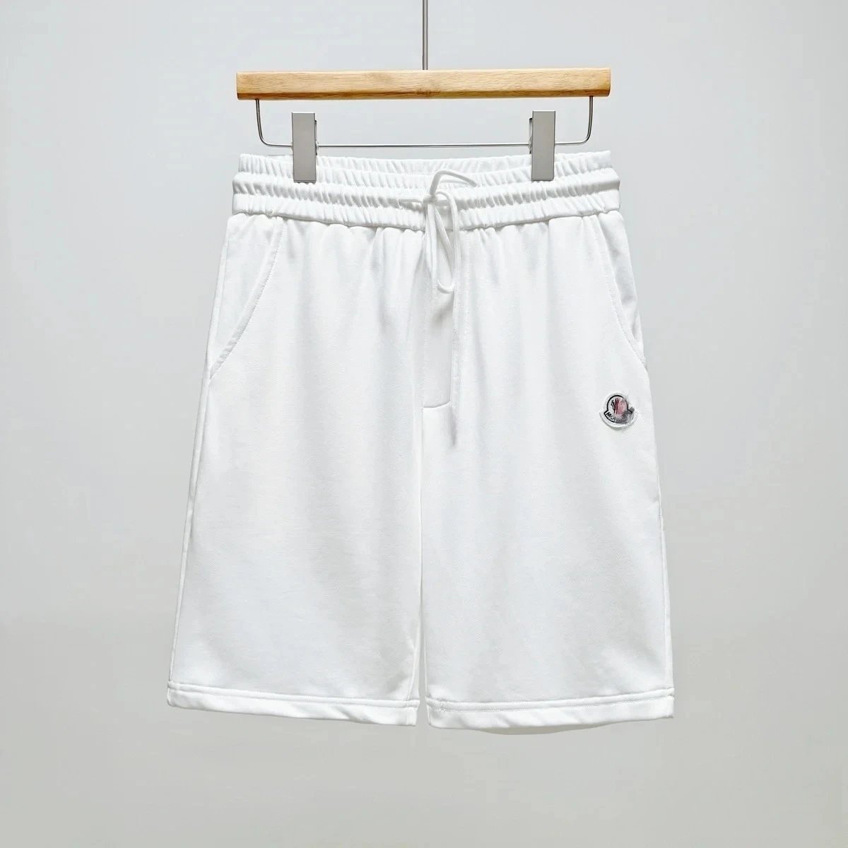 Moncler Shorts Drawstring Sweat with Logo Patch — Cotton K White shorts