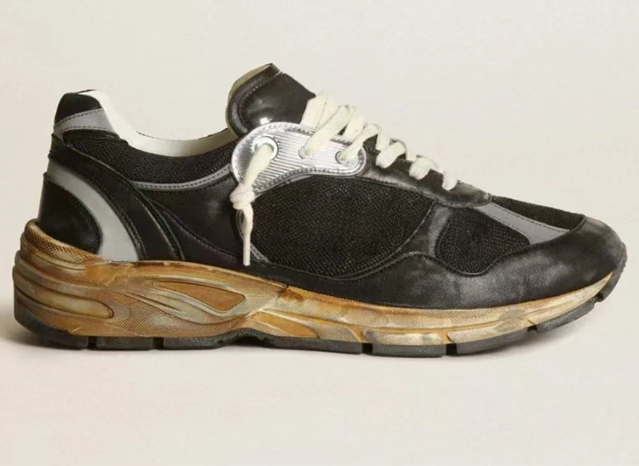 Golden Goose Sneakers Dad-Star distressed lace-up — Black sneakers