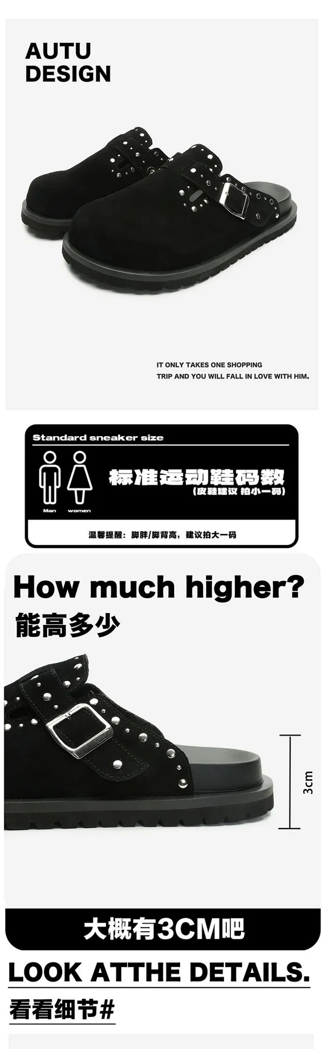 Unbranded Slippers Studded Buckle Mule Clogs product detail image 1