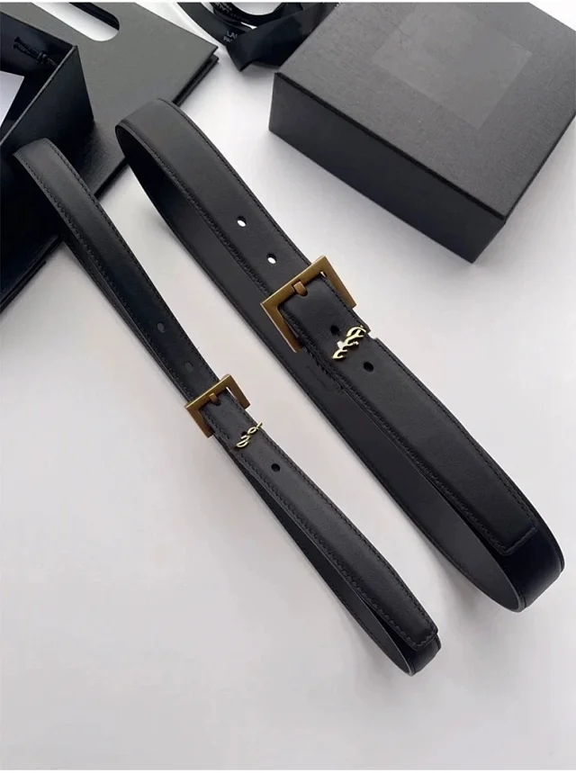 Saint Laurent Belts YSL Monogram Buckle Leather Belt product detail image 6