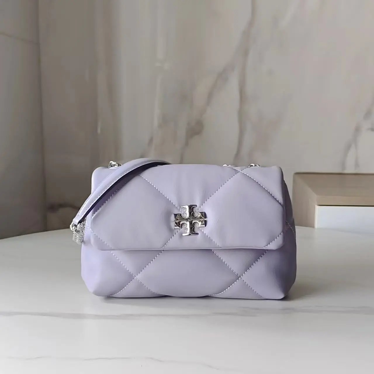 Tory Burch Crossbody Bags Quilted flap chain bag — Light purple