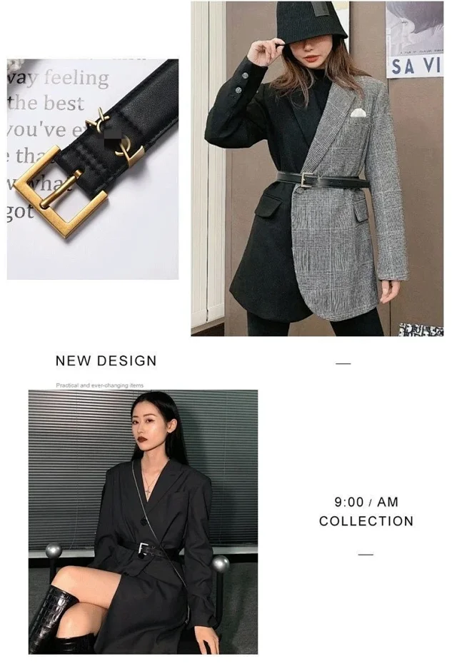 Saint Laurent Belts YSL Monogram Buckle Leather Belt product detail image 17