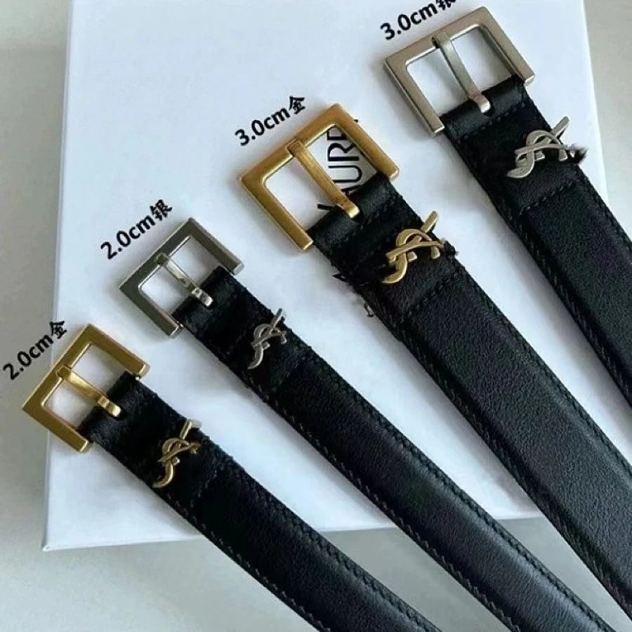 Saint Laurent Belts YSL Monogram Buckle Leather Belt image 5