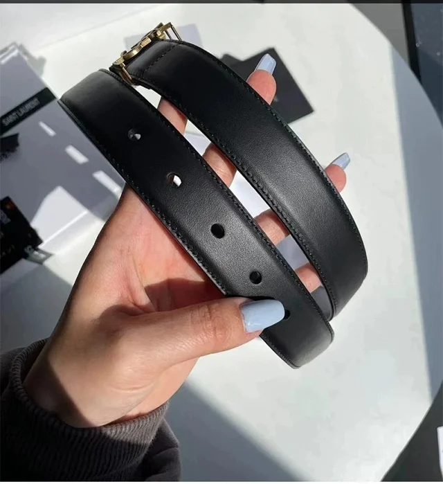 Saint Laurent Belts YSL Monogram Buckle Leather Belt product detail image 1