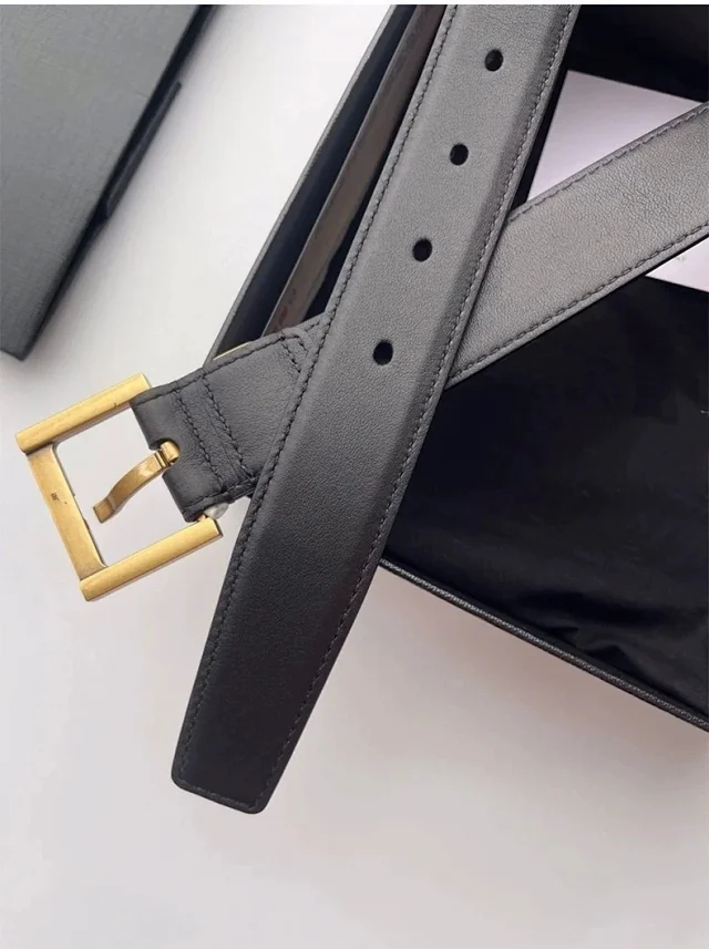 Saint Laurent Belts YSL Monogram Buckle Leather Belt product detail image 8