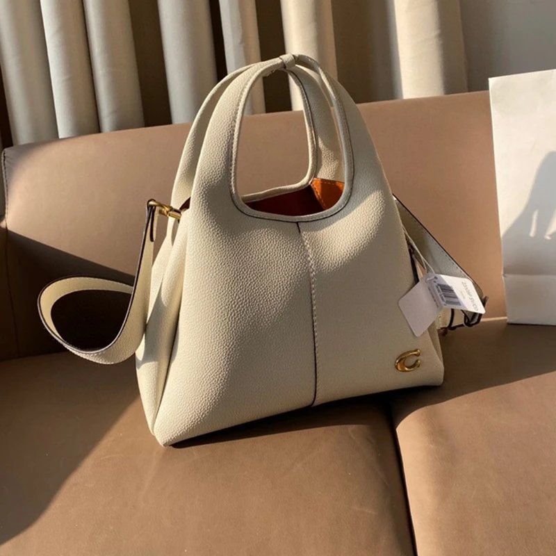 Unbranded Handbags Pebbled Top-Handle Bag with Detachable Shoulder Strap — white