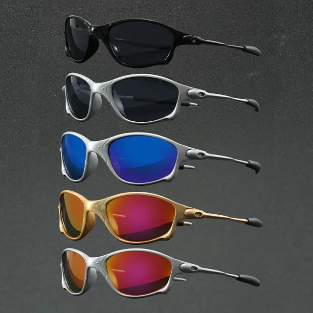 Unbranded Eyewear Metal-frame wraparound sunglasses with oval temple accents product detail image 1