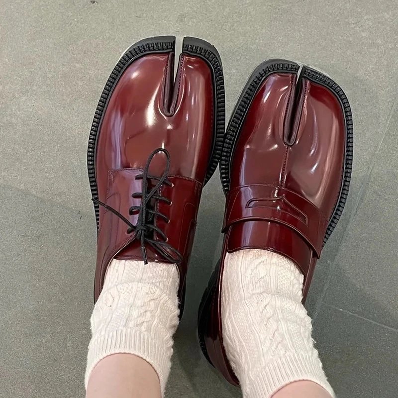 Unbranded Casual Shoes Split-Toe Patent Loafers and Lace-Up image 3