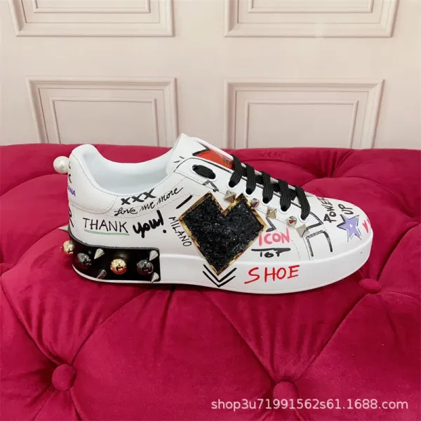 Design Graffiti-Print Studded Platform Sneakers - 1
