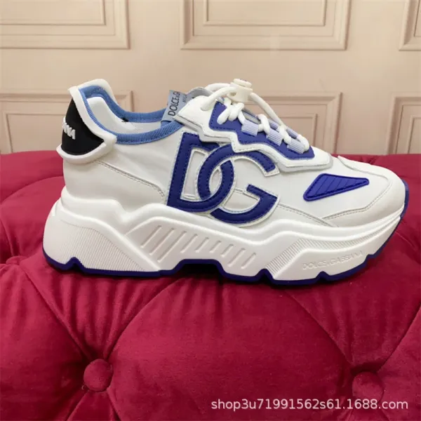 Dolce & Gabbana DG Logo Chunky Sneakers White and Royal Blue - 1