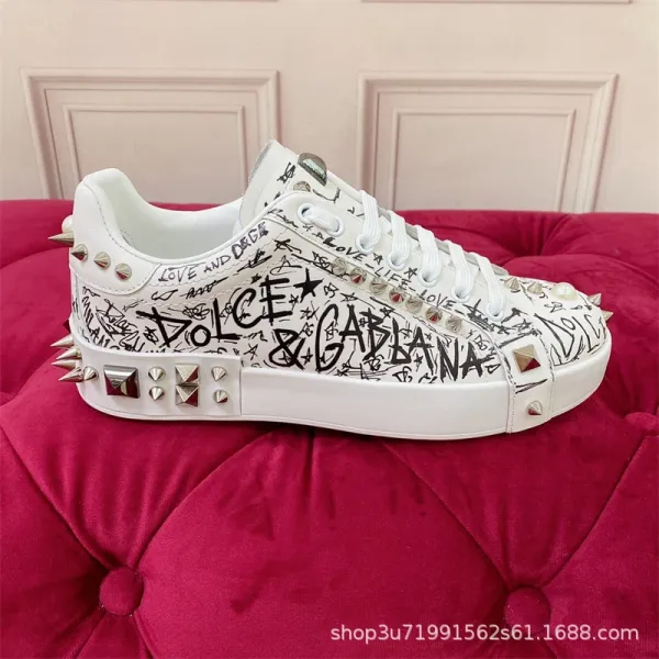 Dolce & Gabbana Graffiti Spike Sneakers White - 1