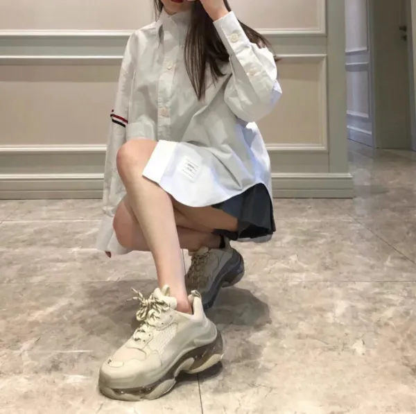 Design Balenciaga Triple S Off-White Inspired Cream Chunky Sneakers - 3