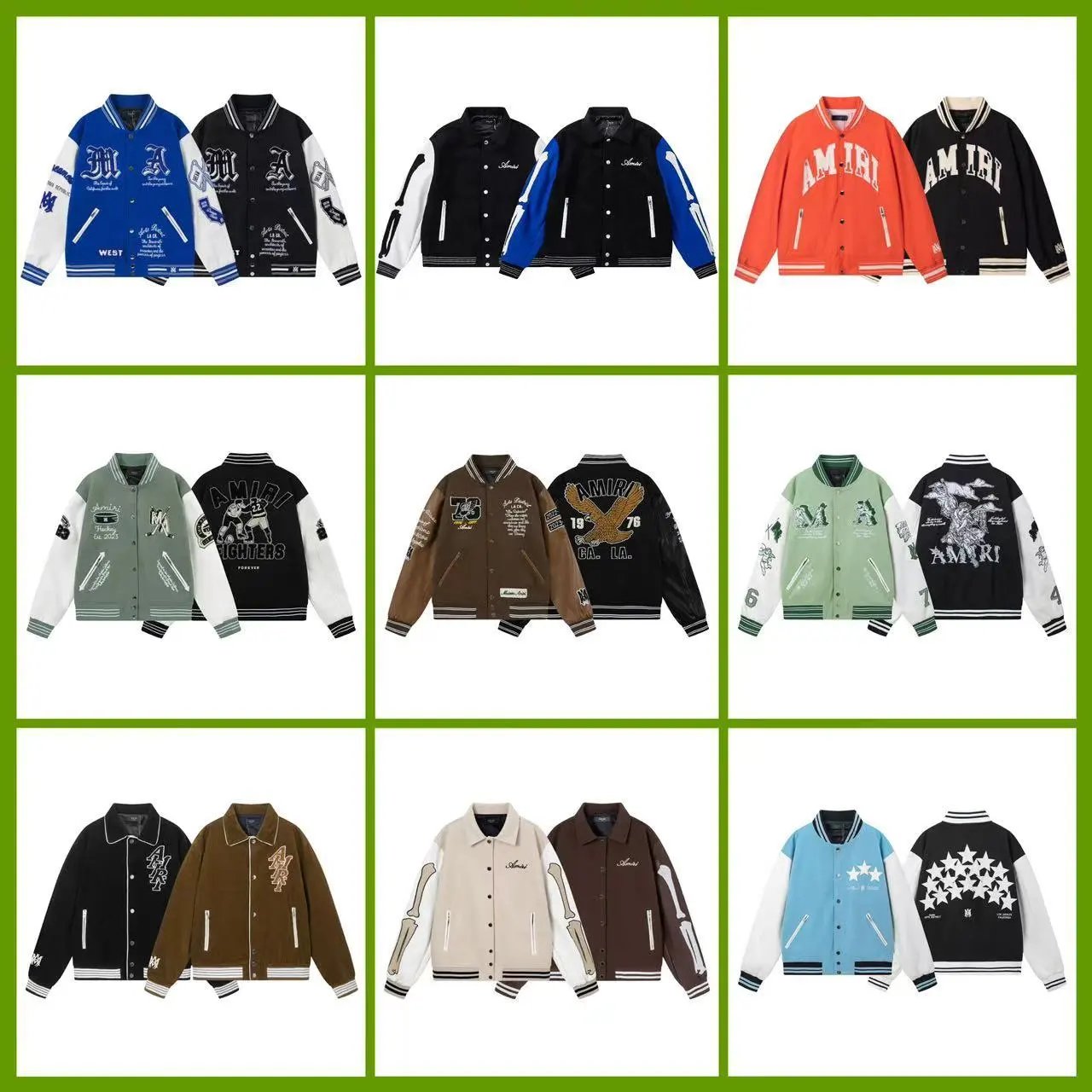 (Shipping within 1-3 days) Trendy brand baseball jacket for spring and autumn, AM1R1 ICON new casual and versatile splicing color blocking women's jacket