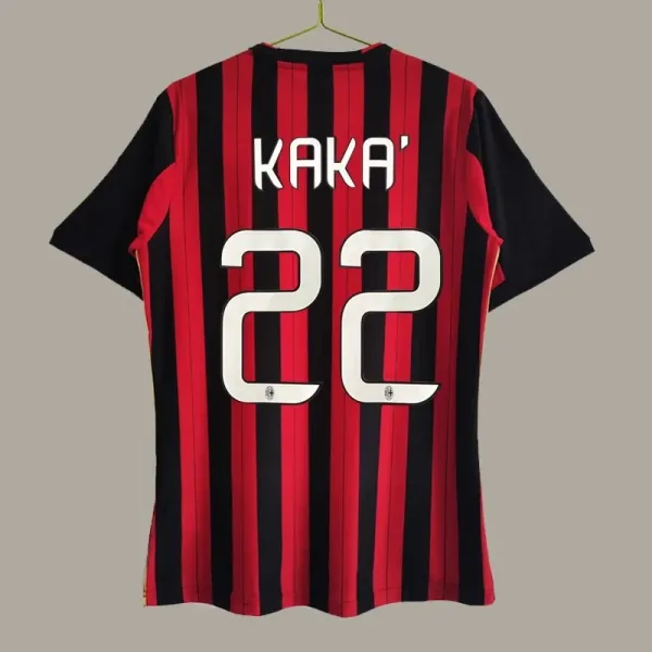 AC Milan Kaka #22 Home Jersey Red and Black Striped Football Shirt - 1