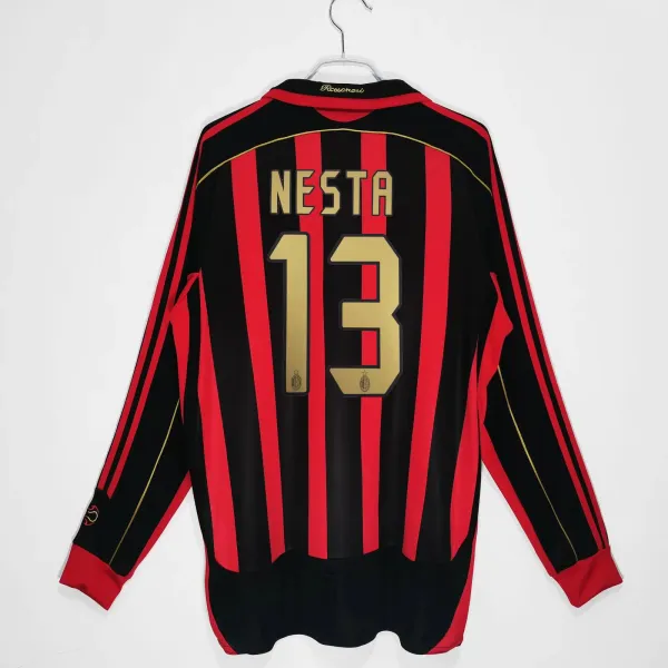AC Milan Nesta #13 2003-04 Home Long-Sleeve Jersey Red Black Gold - 1