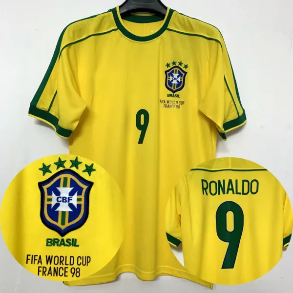 CBF Brazil 1998 FIFA World Cup Home Jersey Yellow / Green - 1