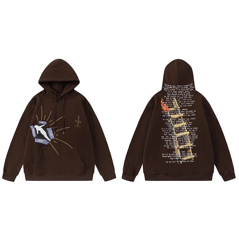 Cactus Jack Hoodies & Sweatshirts Graphic pullover — TS28 Coffee Color
