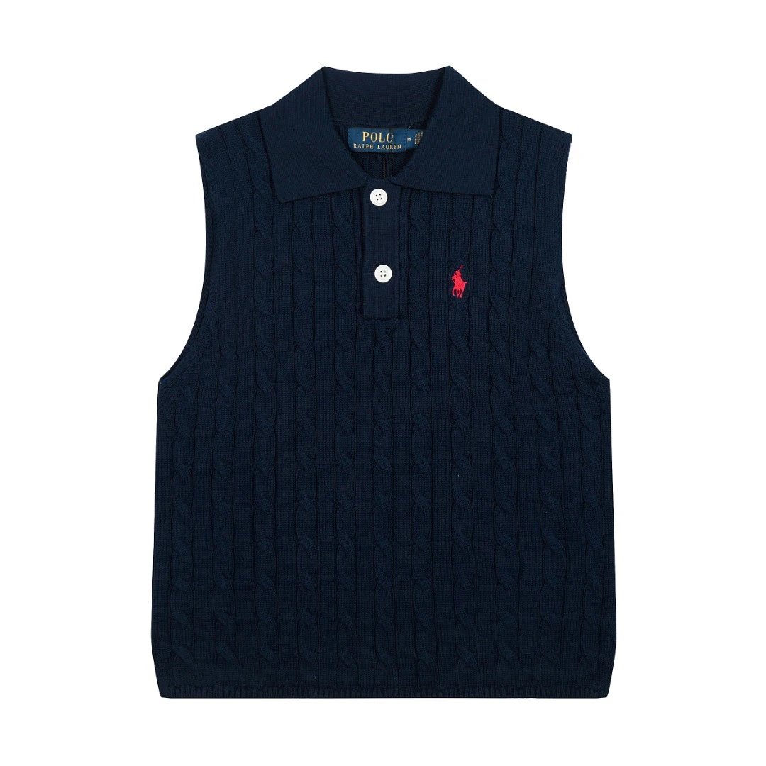 Polo Ralph Lauren Vests Cable-Knit Collar Sweater Vest — Black